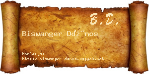Biswanger Dános névjegykártya